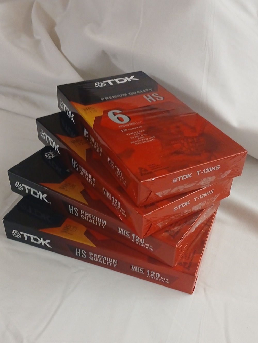 TDK VHS T-120HS Vintage Blank Video Tapes - Red/Black Packaging